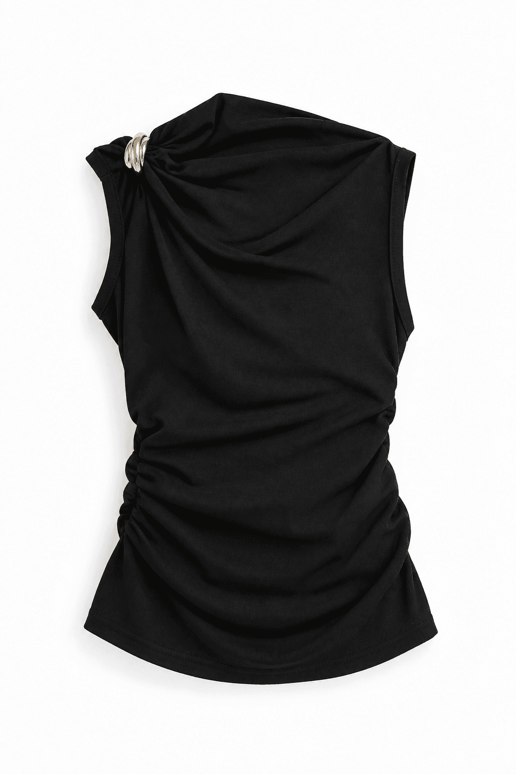 high neck ruched top