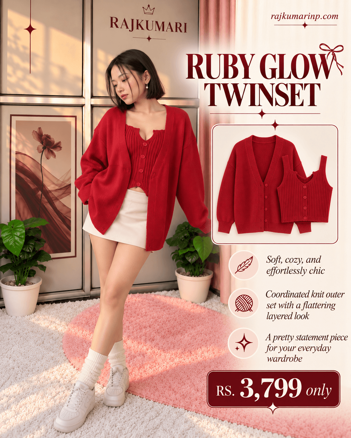 Ruby Glow Twinset — Red