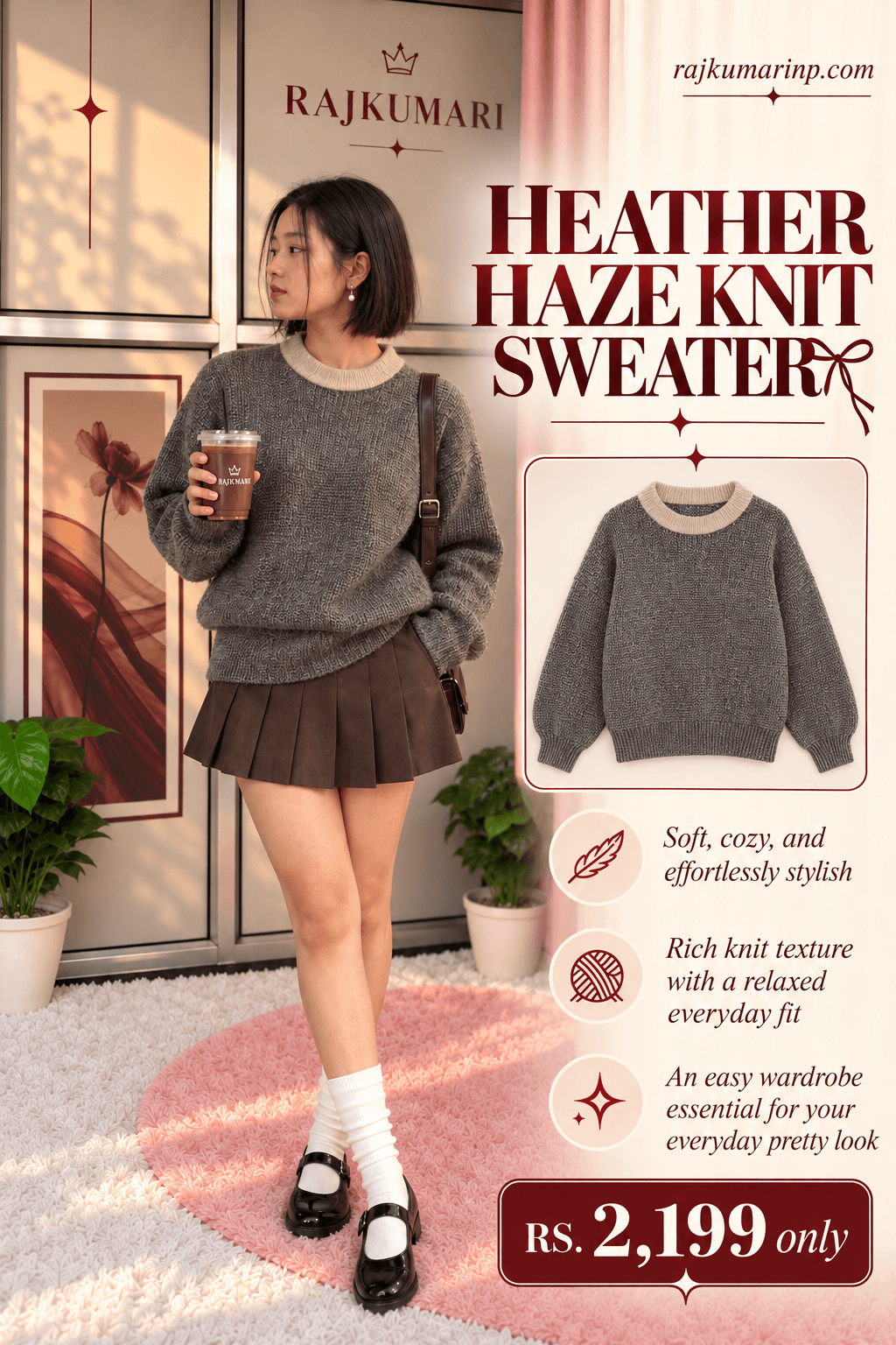 Heather Haze Knit Sweater — Grey