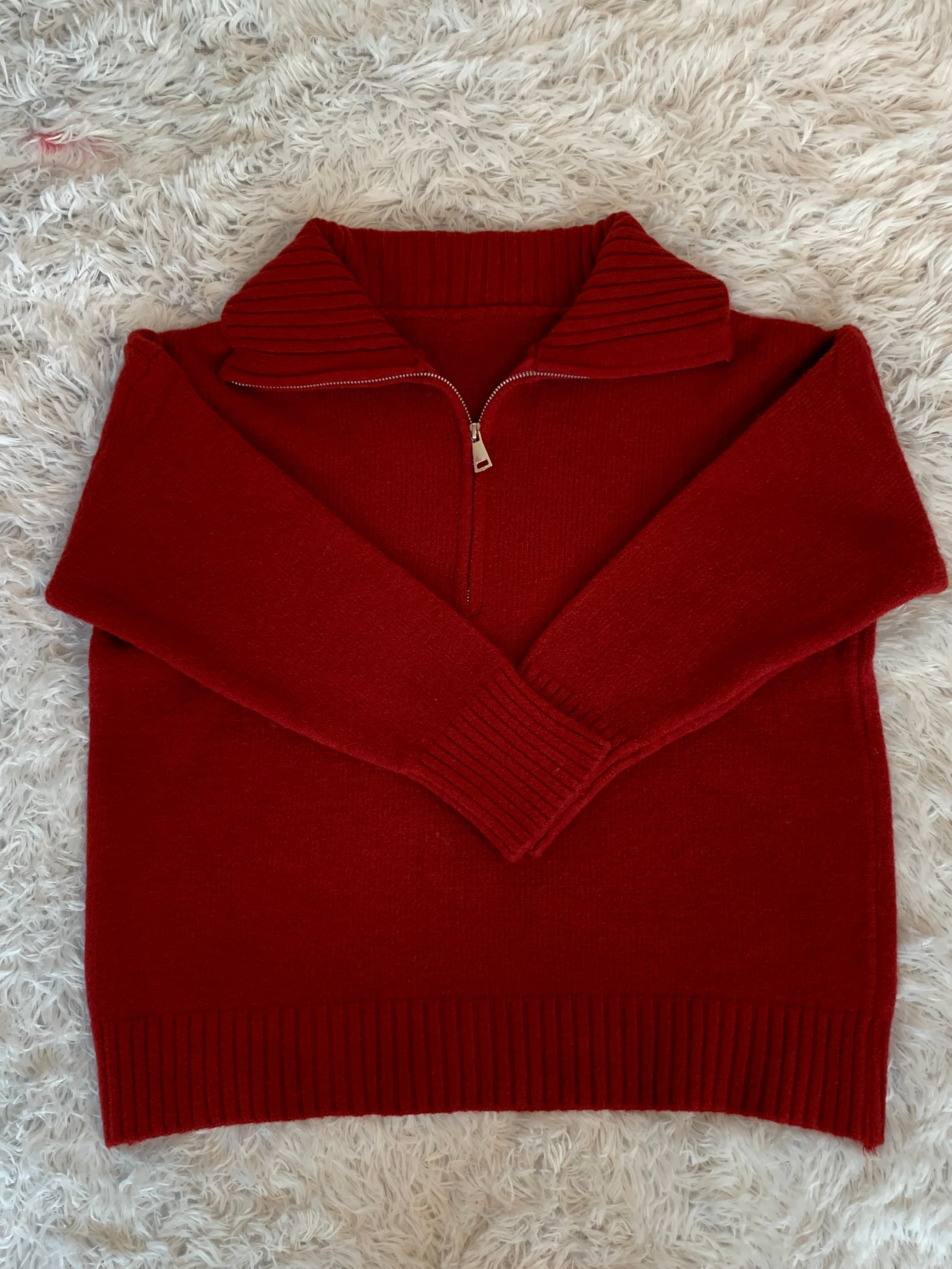 Crimson Cozy Knit Sweater