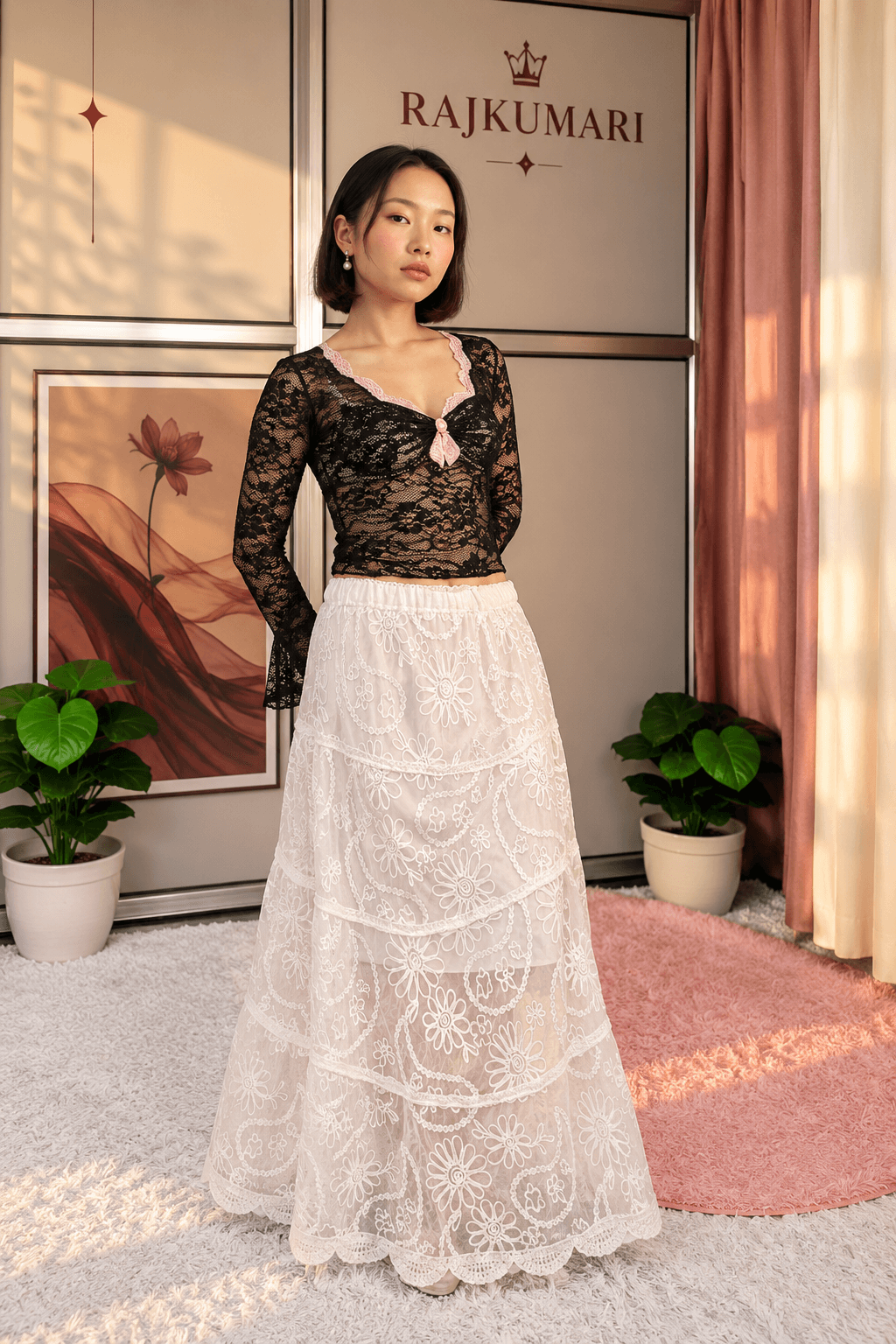 Lace Maxi Skirt — front view