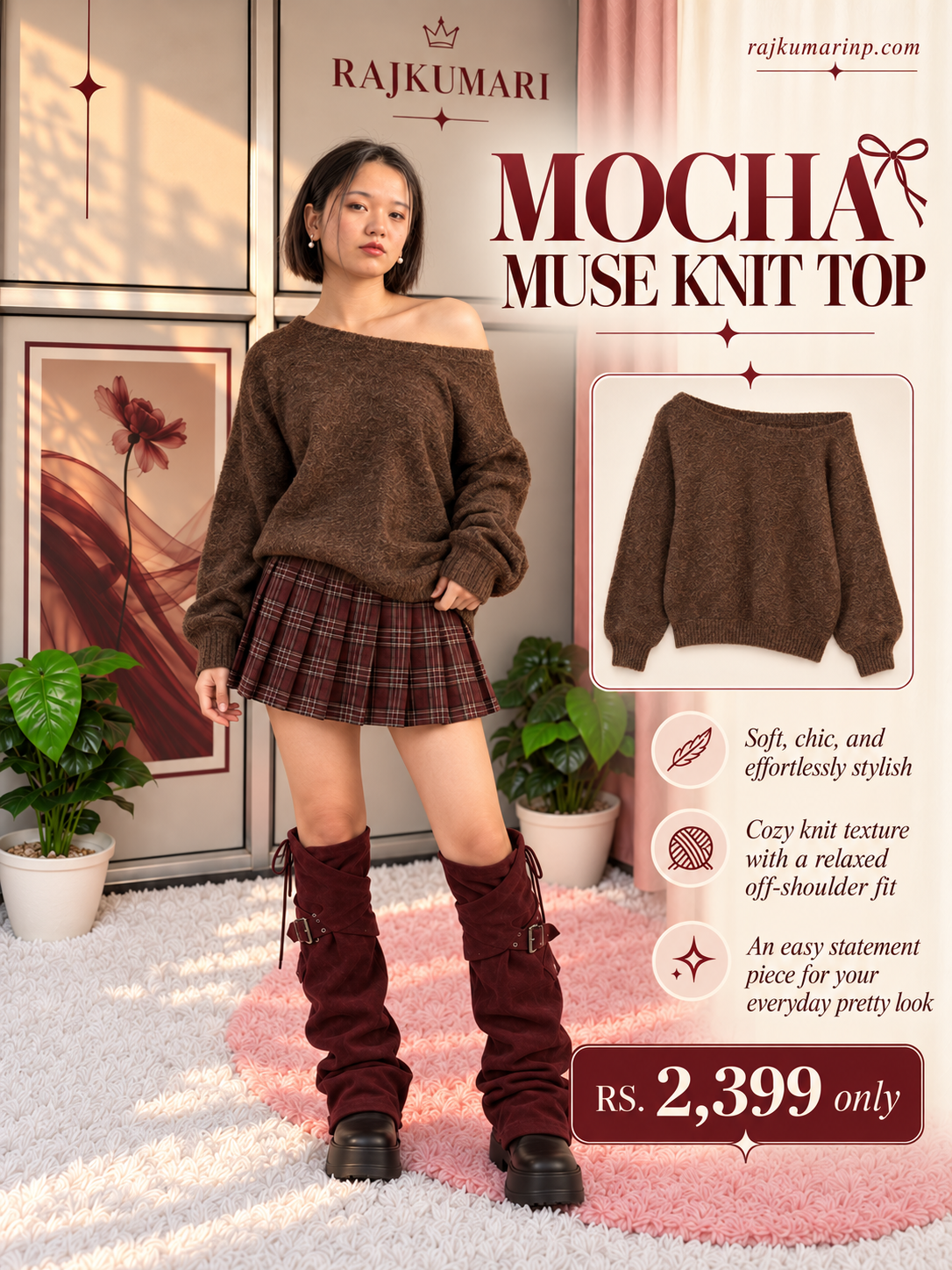 Mocha Muse Knit Top — Brown